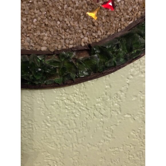 Vintage Upcycled Broken Glass & Pebble Art Picture Handmade Chicken Hen Kitsch - Picture 12 of 16